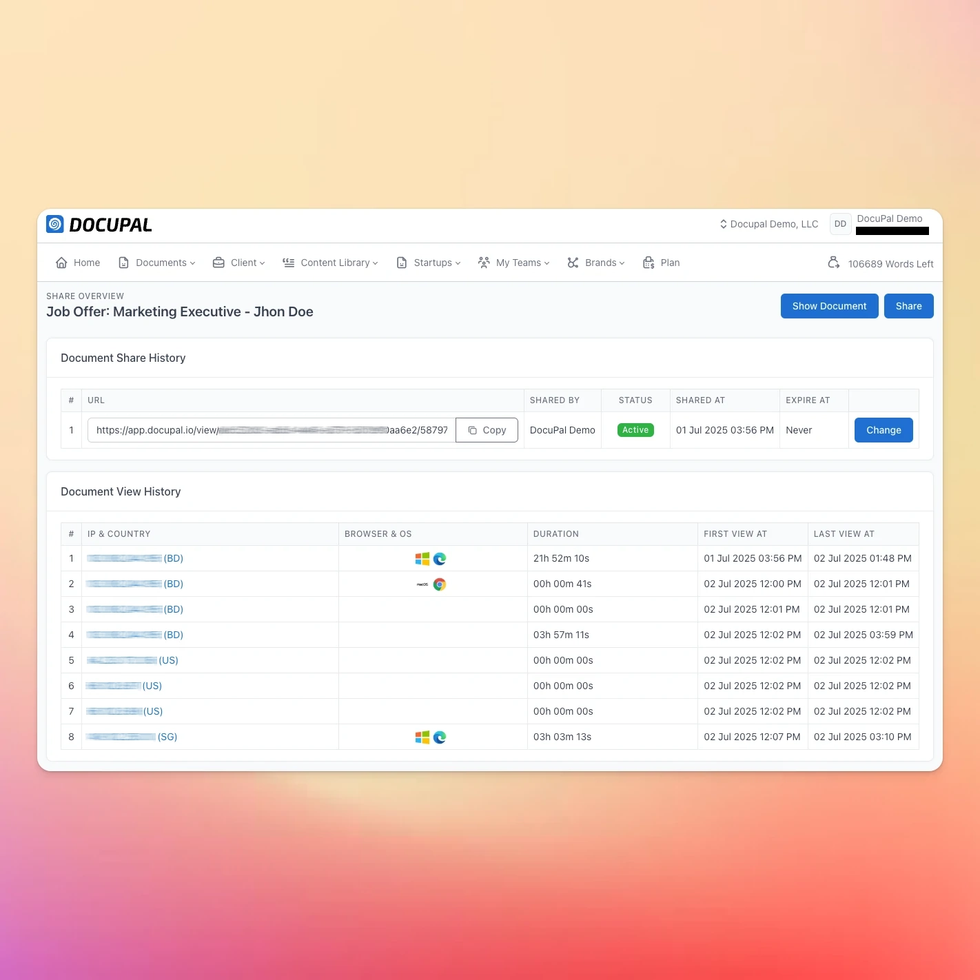 Traceable Sharing